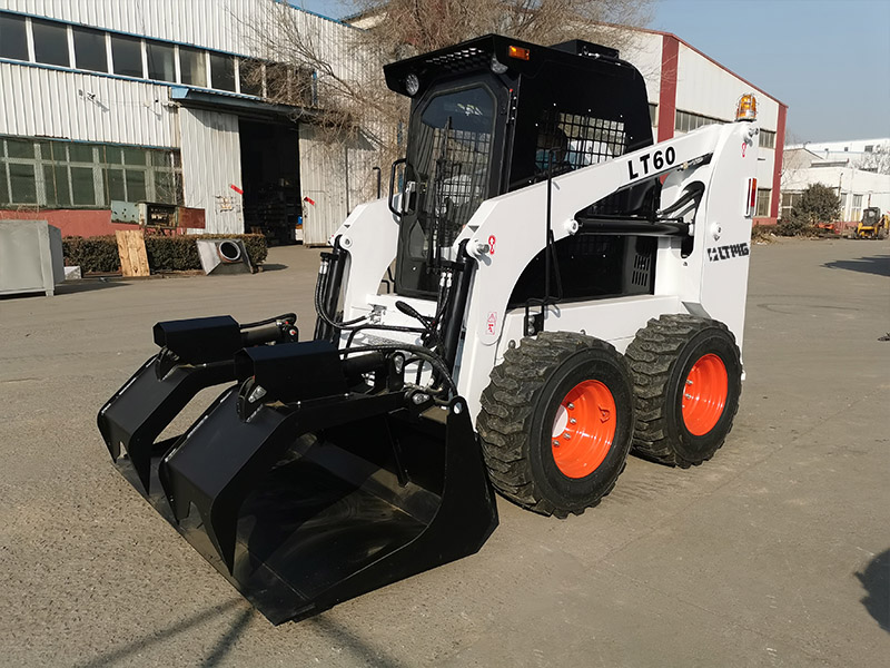 wheeled  skid steer loader with grapple